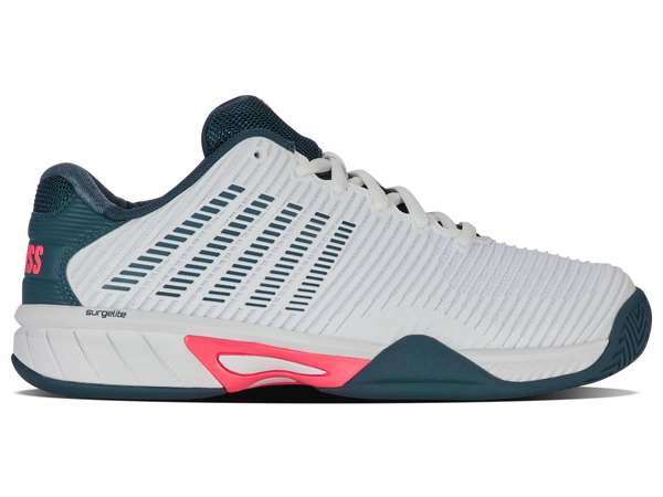 K-Swiss Hypercourt Express  2 Junior's Tennis Shoe (White/ Stargazer/Neon Blaze)