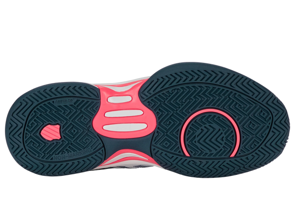 K-Swiss Hypercourt Express  2 Junior's Tennis Shoe (White/ Stargazer/Neon Blaze)