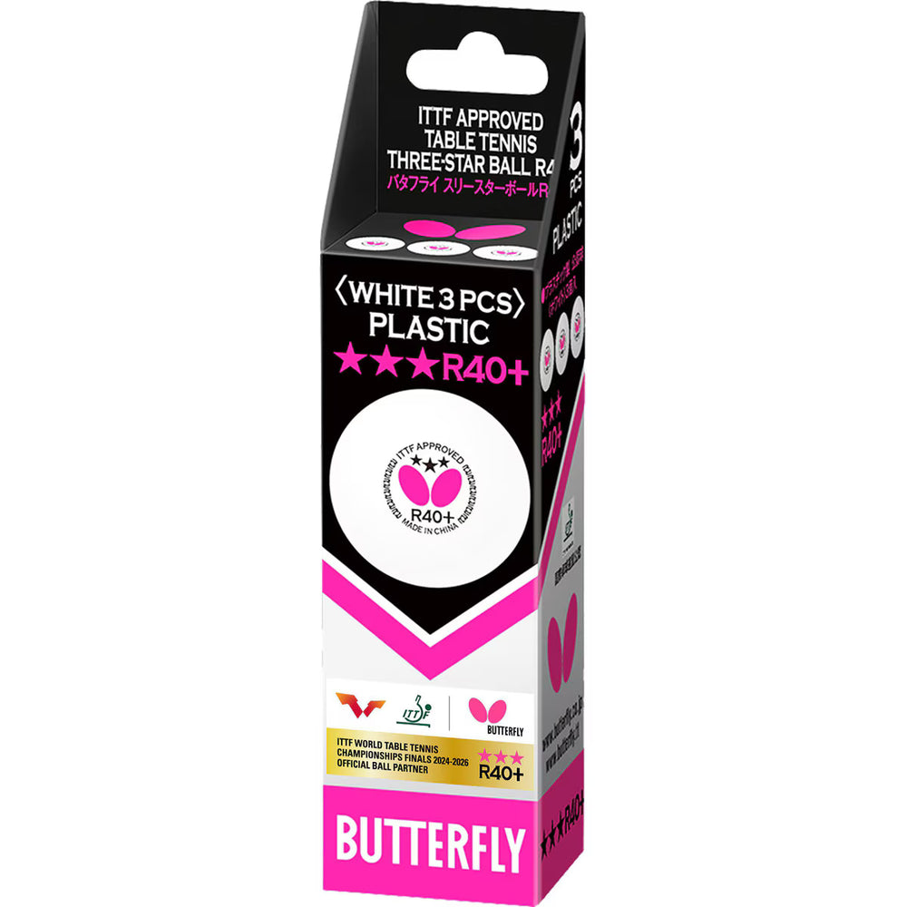 Butterfly R40+ Table Tennis Balls 40mm White