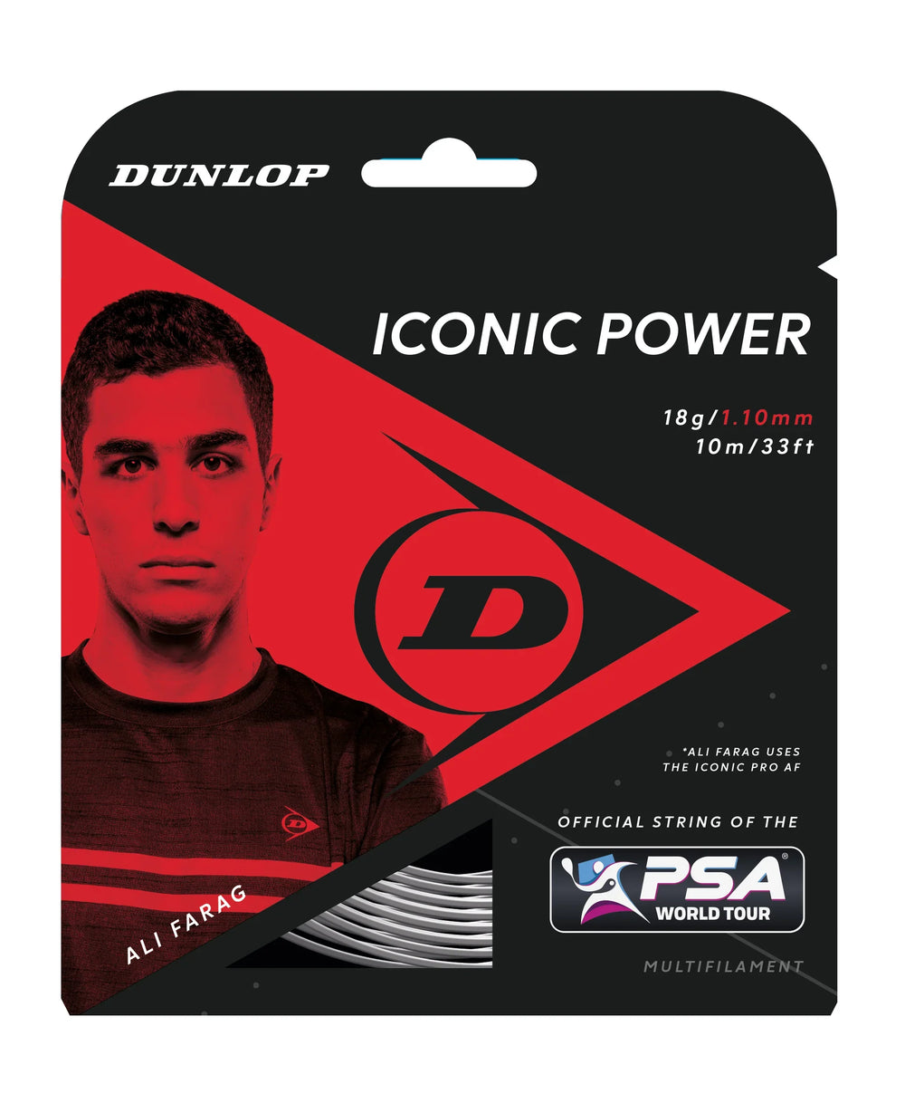 [HALF-SET] Dunlop Iconic Power 18 Squash String (Black)