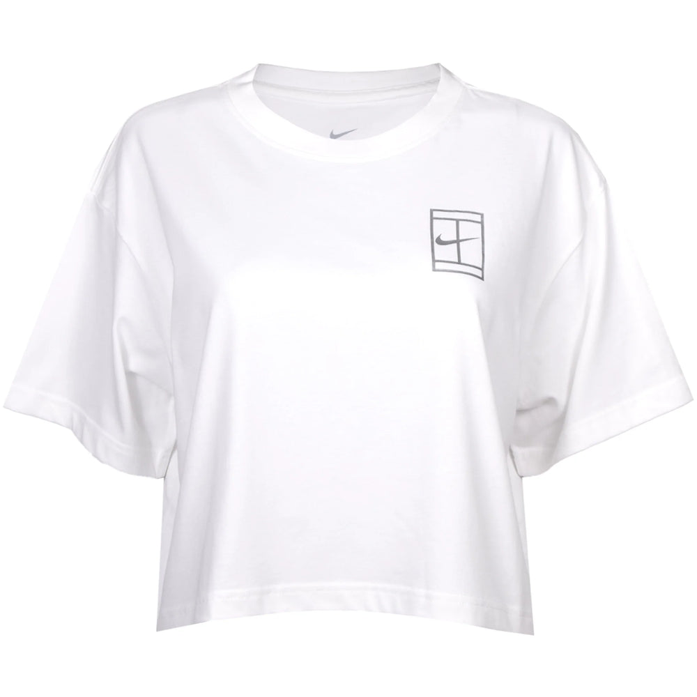 Nike Women's Court Dri-FIT Slam Short-Sleeve Crop Tee (White)