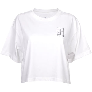 Nike Women's Court Dri-FIT Slam Short-Sleeve Crop Tee (White)