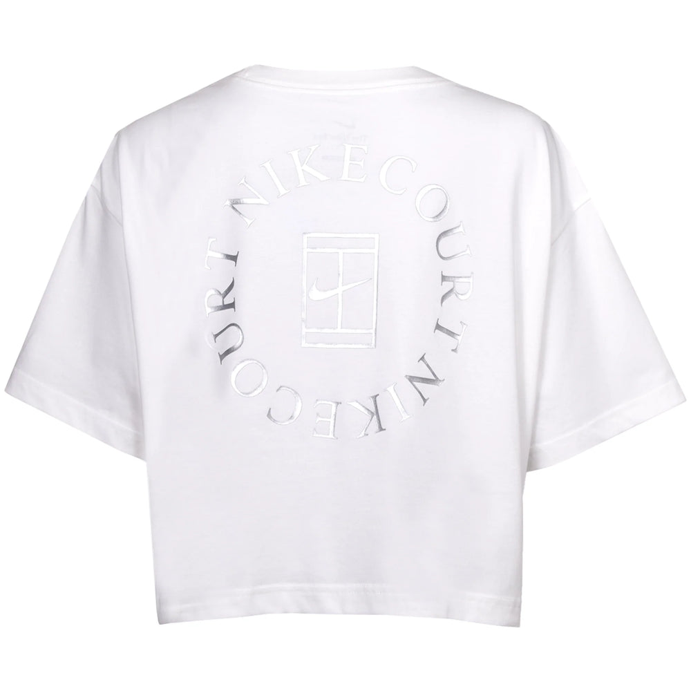 Nike Women's Court Dri-FIT Slam Short-Sleeve Crop Tee (White)