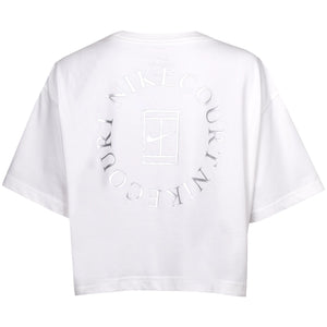 Nike Women's Court Dri-FIT Slam Short-Sleeve Crop Tee (White)