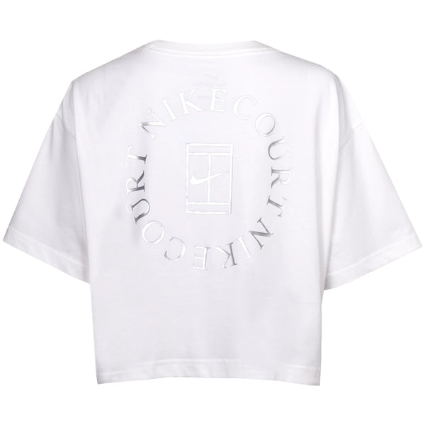 Nike Women's Court Dri-FIT Slam Short-Sleeve Crop Tee (White)