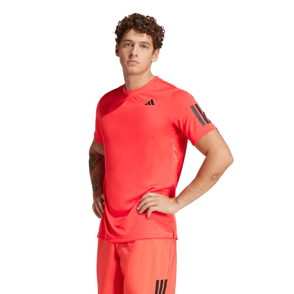 adidas Men’s Club 3 Stripe Climacool Top (Semi Lucid Red)