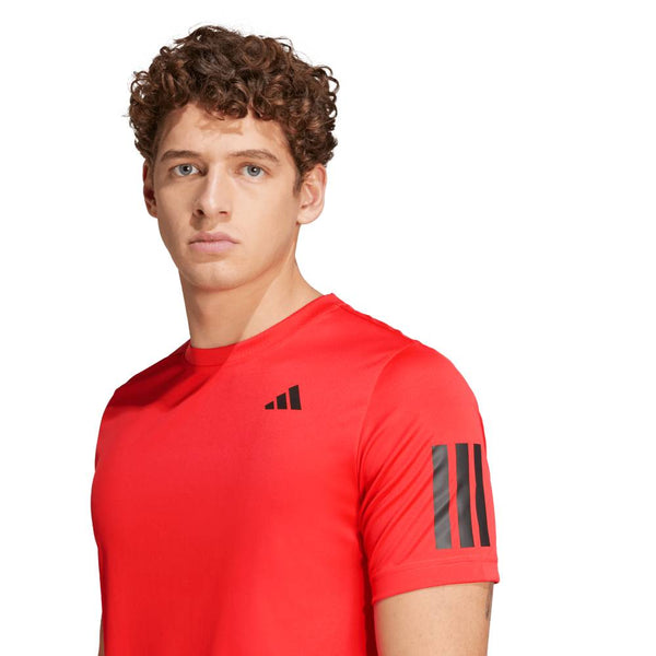 adidas Men’s Club 3 Stripe Climacool Top (Semi Lucid Red)