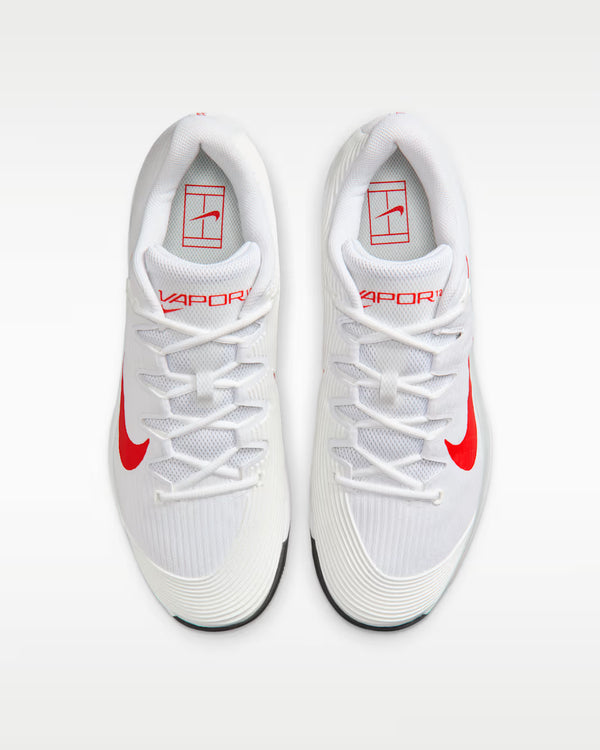 Nike Men's Vapor 12 Hard Court Tennis Shoes (White/Light Crimson/Pure Platinum)