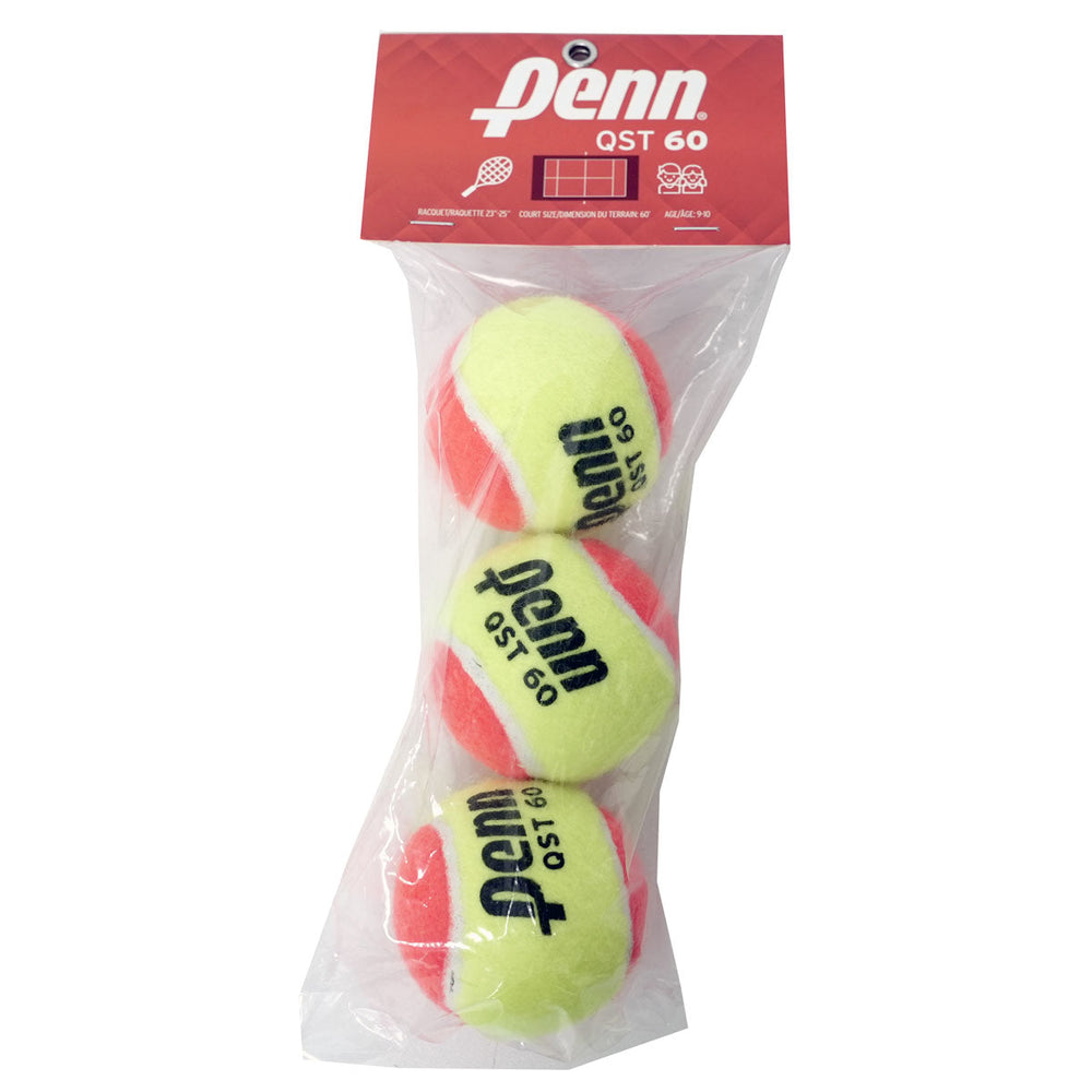 Penn QST 60 Quick Start Orange Felt Junior Tennis Balls 3-Pack