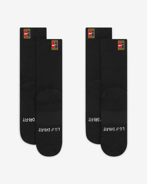Nike Court Multiplier Cushioned Socks 2 Pack (Black)
