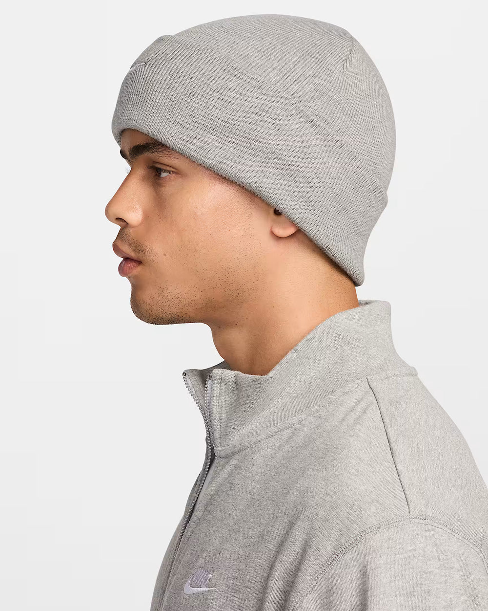 Nike Peak Swoosh Beanie (Dark Grey Heather/White)
