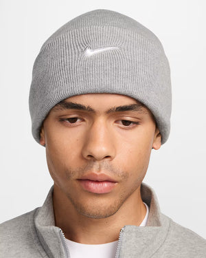 Nike Peak Swoosh Beanie (Dark Grey Heather/White)