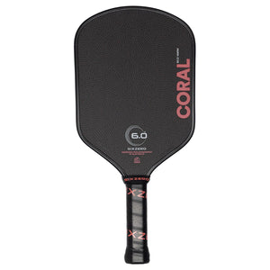 Six Zero Coral Hybrid Black front-facing paddle on white background