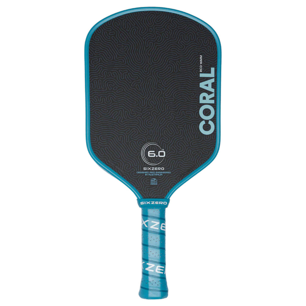 Six Zero Coral Hybrid front-facing pickleball paddle on white background