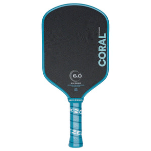 Six Zero Coral Hybrid front-facing pickleball paddle on white background