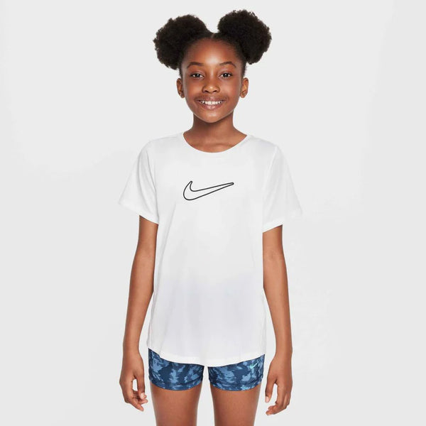 Nike Girl's Dri-FIT One Fitted Top (White/Black)