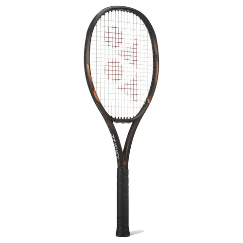 Yonex EZONE 100L Espresso Brown front-facing tennis racquet on white background